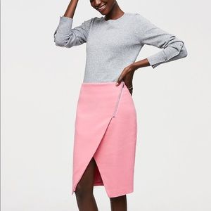 LOFT Pink Zip Wrap Pencil Skirt